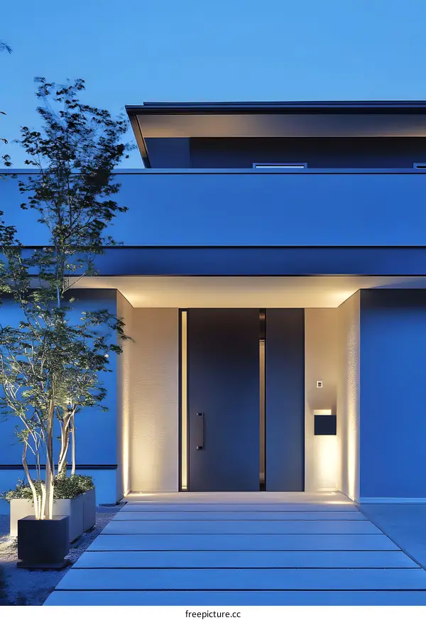 Modern Minimalist Home Entrance With Minimalist Design and Lighting