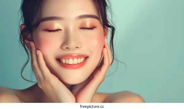 Beautiful Asian Woman with Natural Makeup