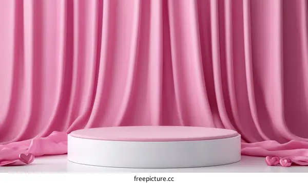 Pink Fabric Background with Podium