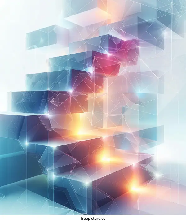 Abstract 3D Glowing Staircase Rendering