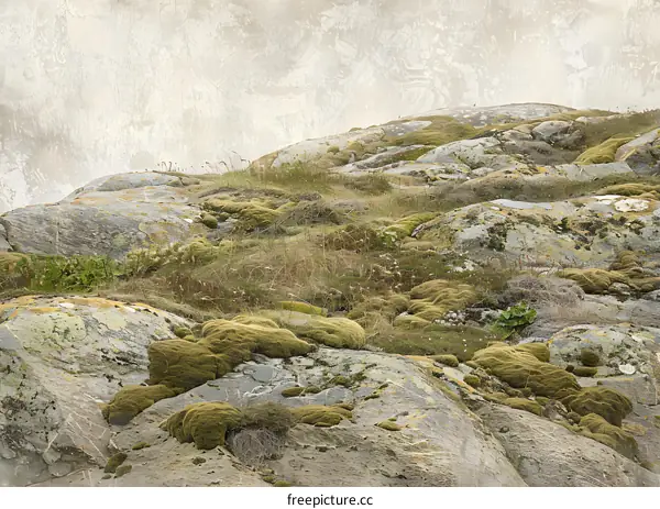 Green Moss Growing on Rocks in the Nature