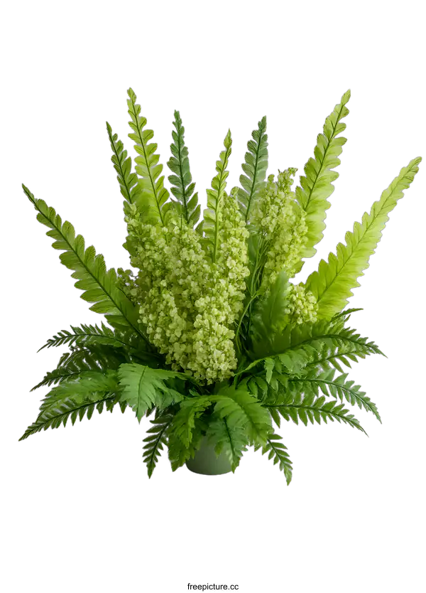 [Transparent Background PNG]Green Fern Plant in Pot on White Background