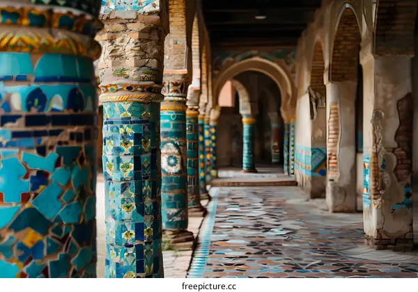 Beautiful Colorful Tile Work in An Old Building