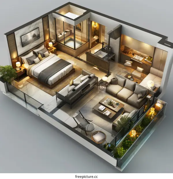 Modern Studio Apartment Floor Plan Design