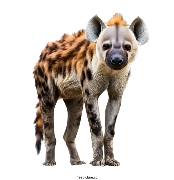 [Transparent Background PNG]Spotted Hyena Standing On White Background
