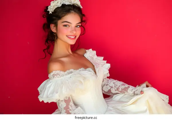 Vintage Wedding Dress Portrait of a Woman