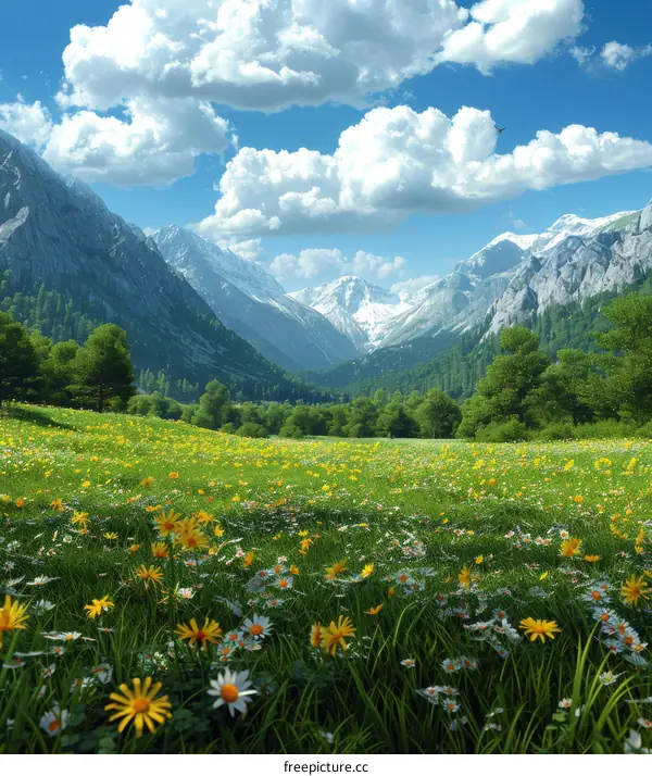 Majestic Alpine Meadow Landscape Painting