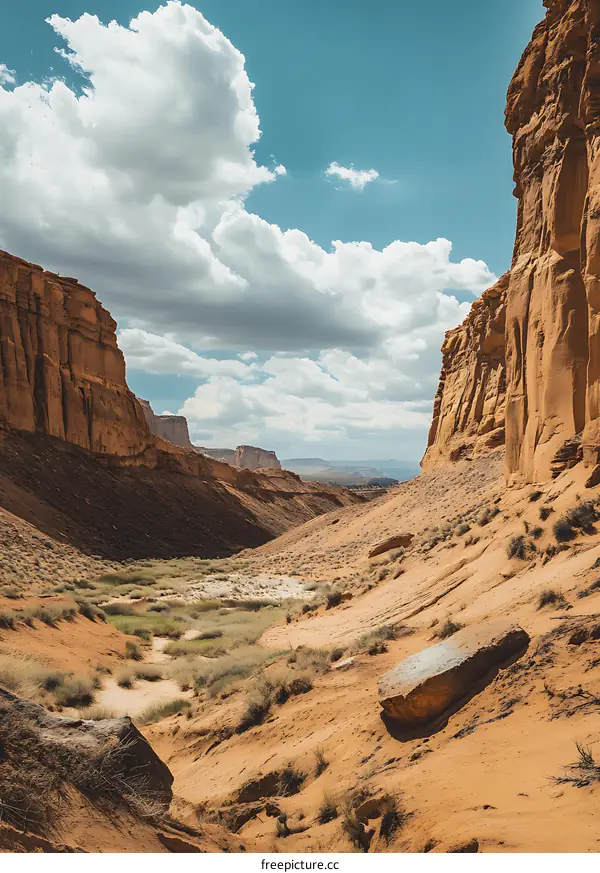 Canyon Landscape with Blue Sky and Clouds