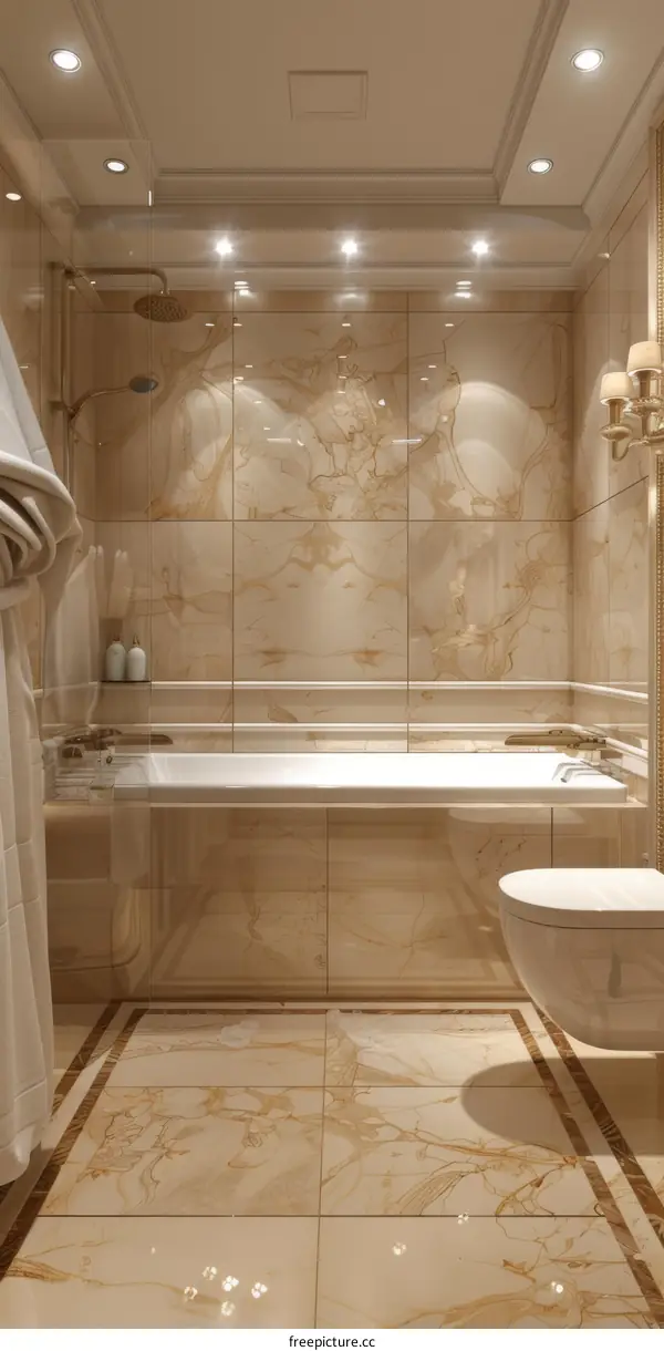 Luxury Beige Marble Bathroom Design