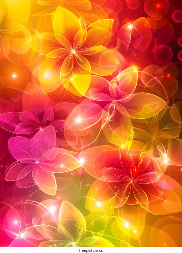 Abstract Floral Background with Glowing Colors
