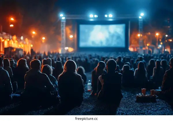 Outdoor Movie Night Gathering of Diverse People