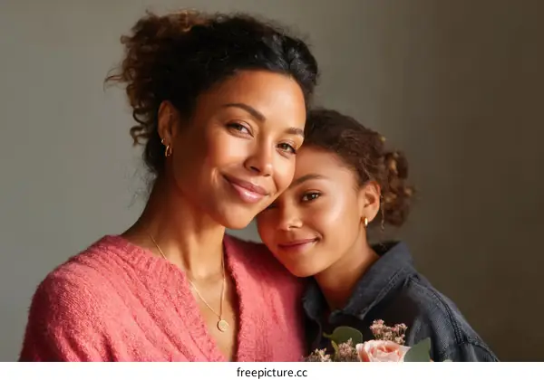 Affectionate Mother and Daughter Embrace