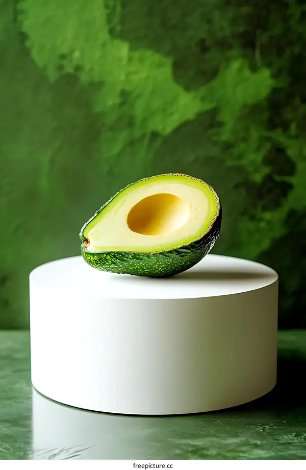 Fresh Avocado Half on a White Display