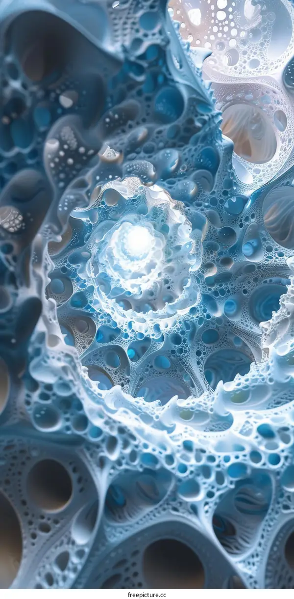 Abstract 3D Render of a Blue and White Organic Structure