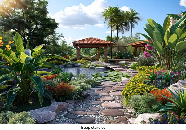 A lush garden landscape design