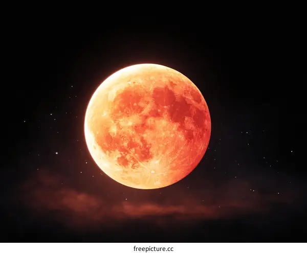 Stunning Blood Moon Over Night Sky