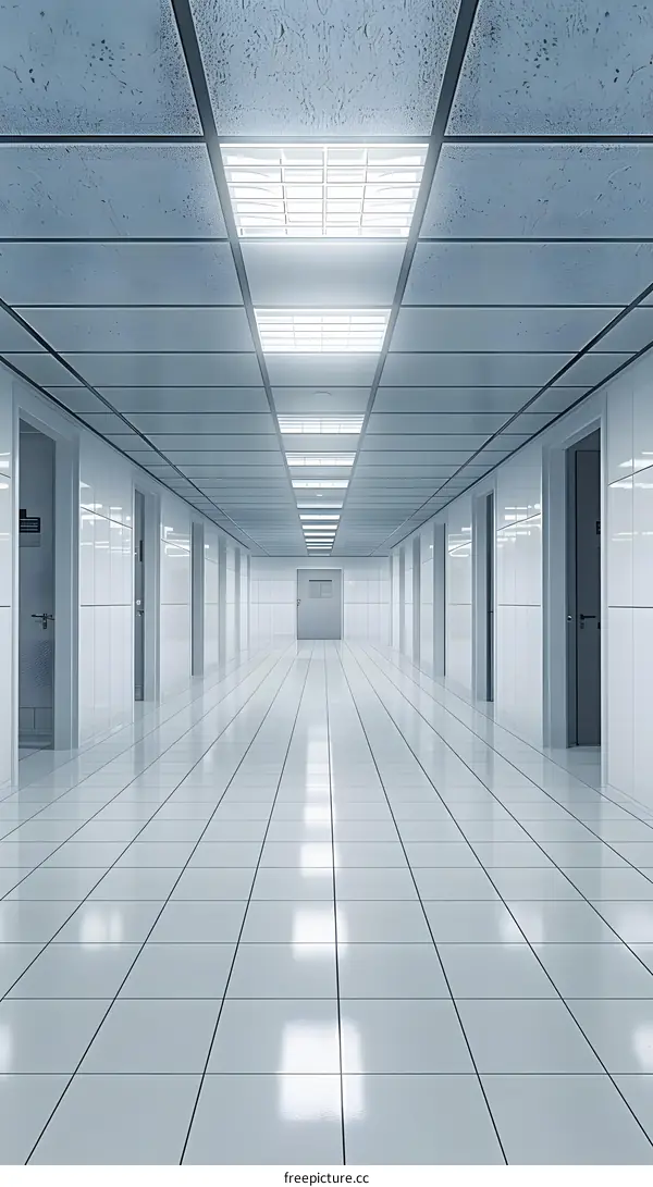 White Corridor Interior Design With Light Reflection