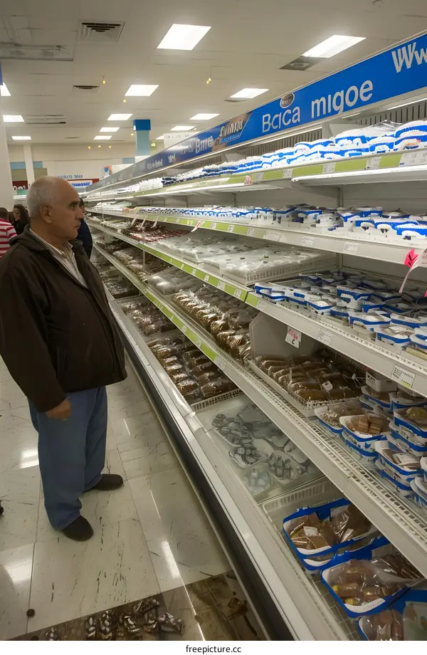 Man Looking at Products in a Supermarket