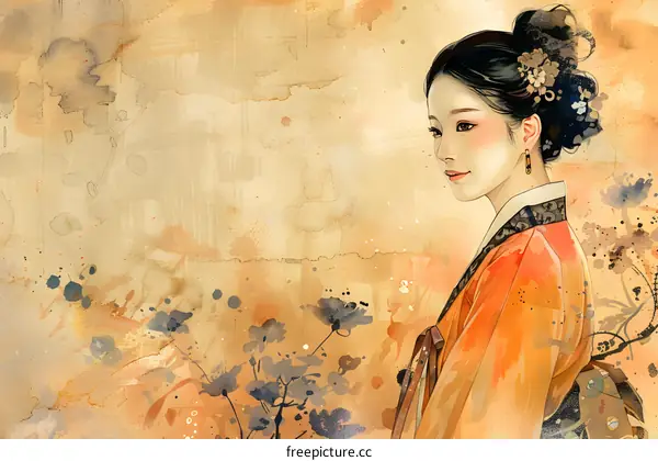A beautiful Korean woman in traditional dress