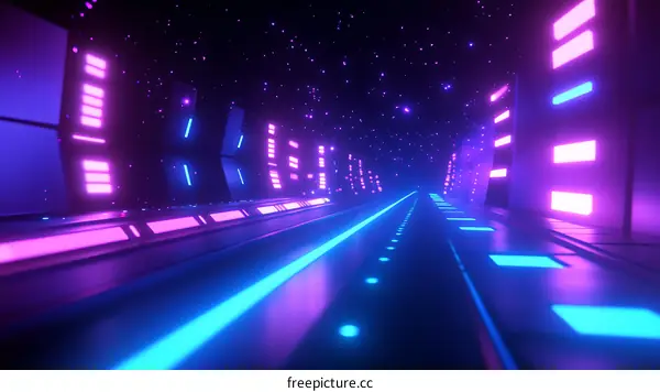 Futuristic Neon Tunnel Cityscape