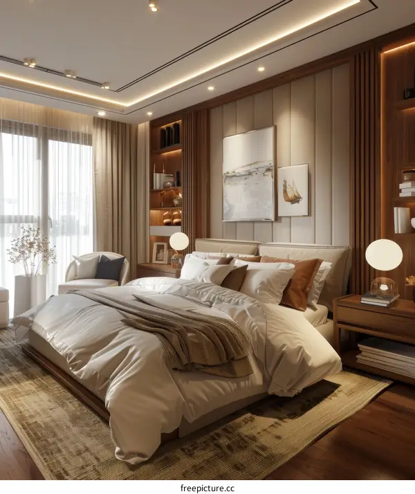 Modern Minimalist Bedroom Interior Design With Wood Accents