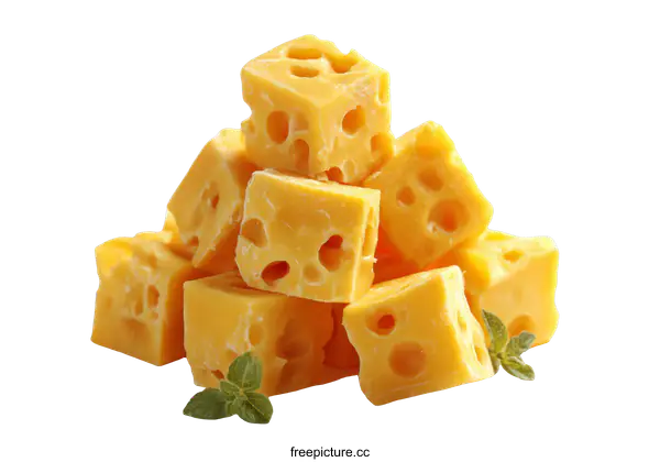 [Transparent Background PNG]Stack of Cubed Cheese with Herbs