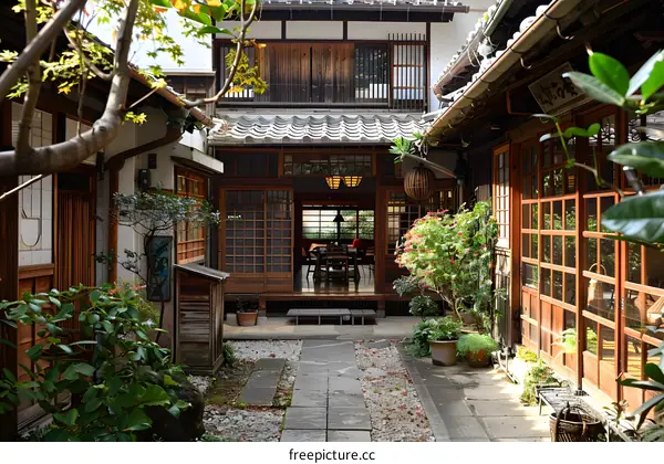 Courtyard of a traditional Japanese house