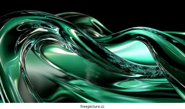 Abstract Emerald Green Liquid Flow Design