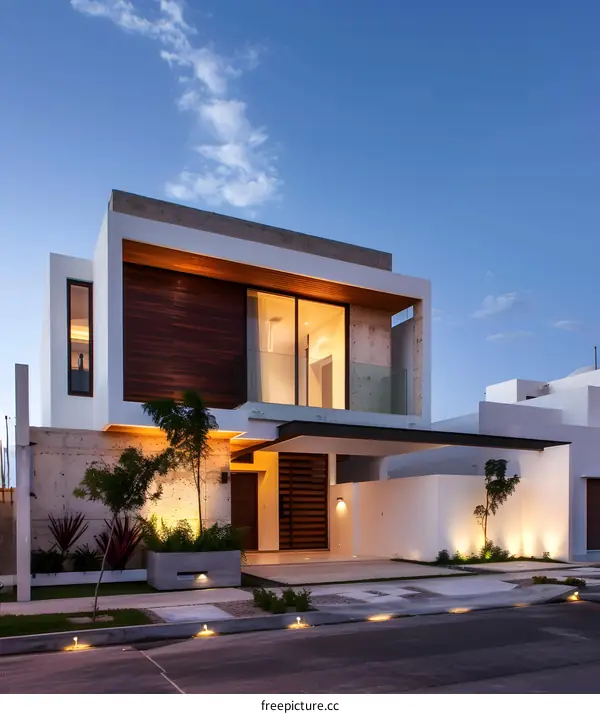 Modern Minimalist Home Design With Stone And Wood Elements