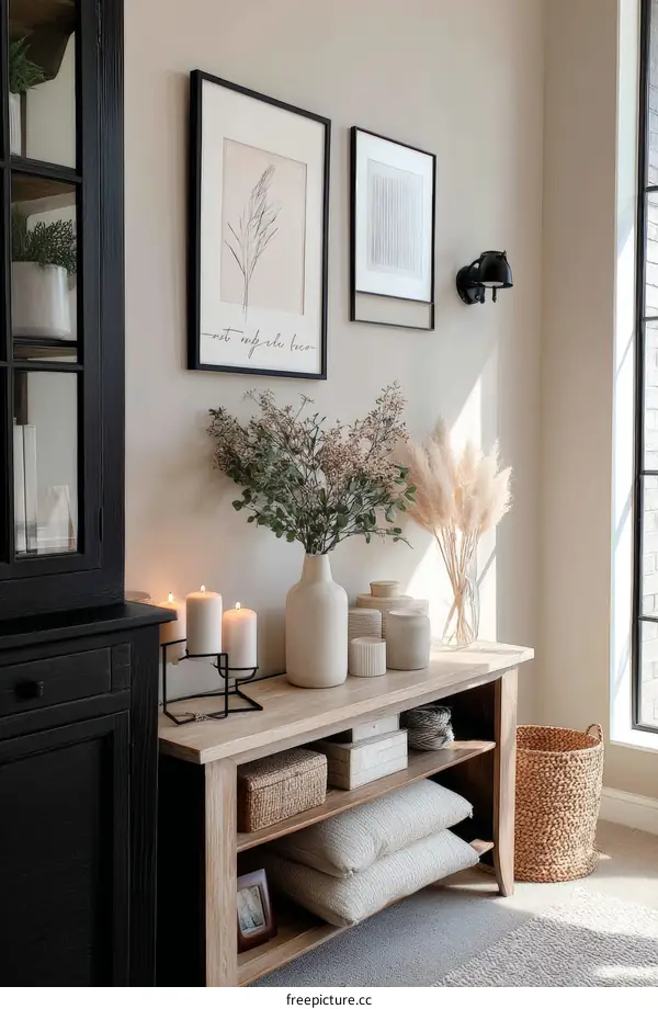 Modern Farmhouse Entryway Decor with Natural Accents