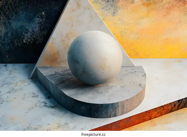 Abstract 3D Render Of Geometric Shapes On Textured Background