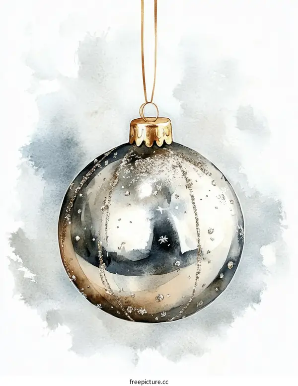 Watercolor Christmas Ornament Illustration