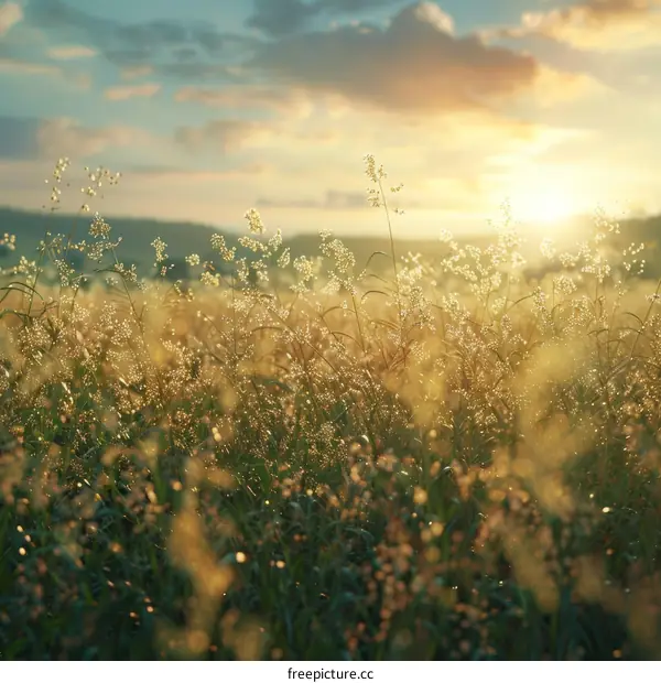 Field of wheat in the morning sun