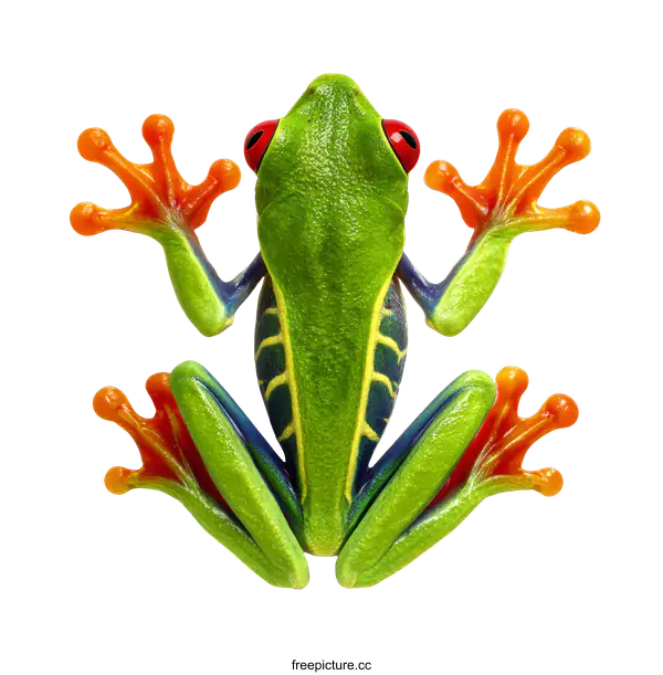 [Transparent Background PNG]Colorful Tree Frog Close-up on White Background