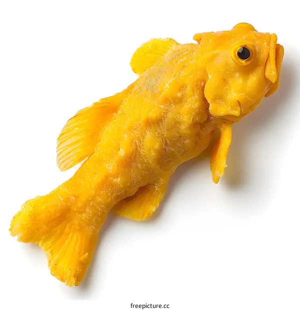Yellow Fish Sculpture on White Background