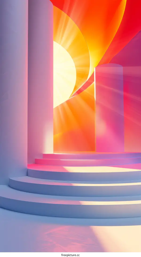 Colorful shapes background withstairs