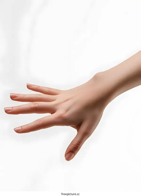 An outstretched hand with the palm facing down