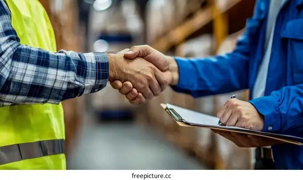 Business Deal Handshake Warehouse Teamwork