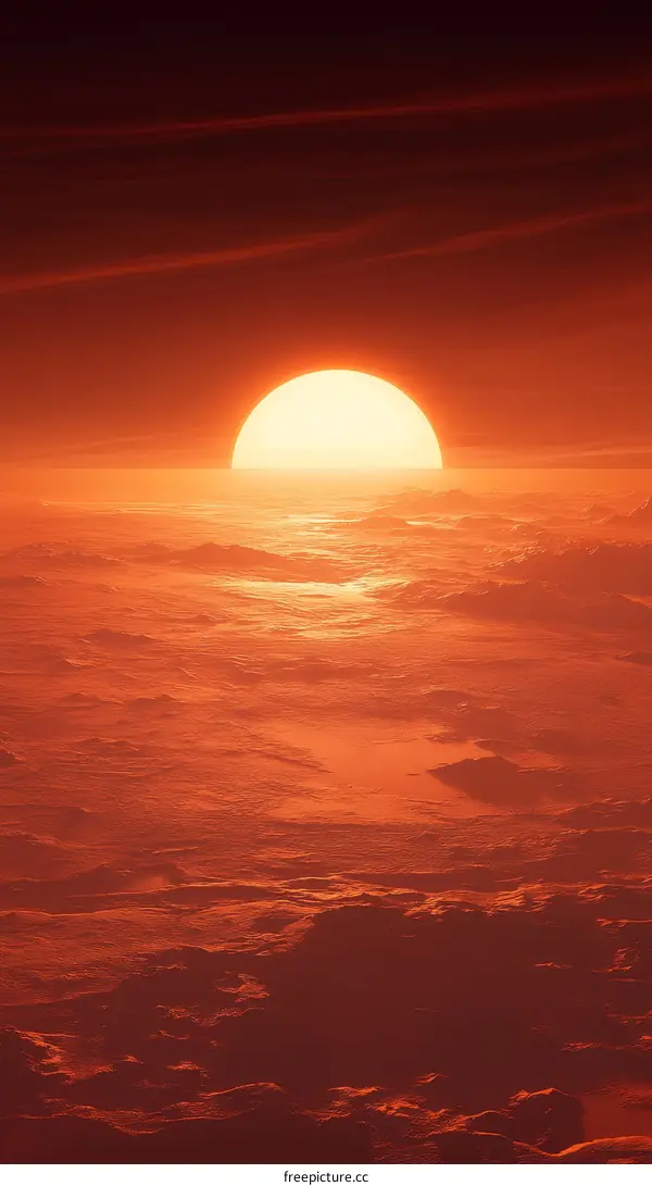 Fiery Sunset Above the Clouds