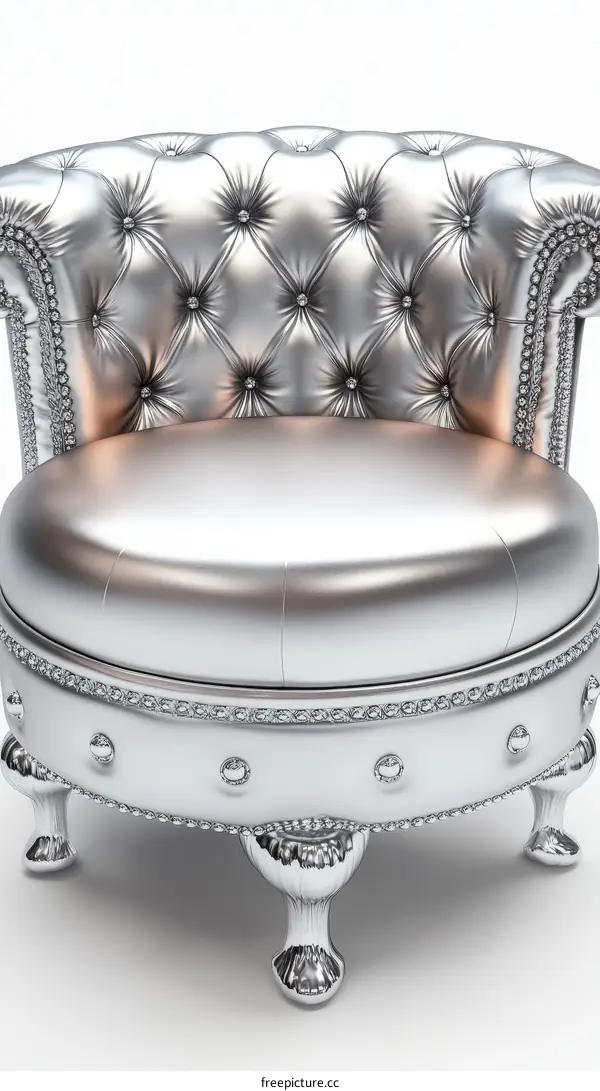 Elegant Silver Armchair with Exquisite Detailing