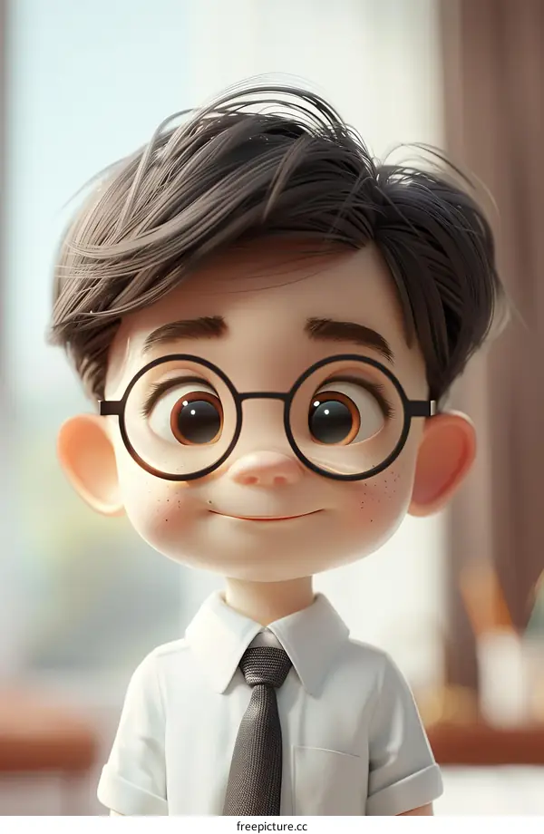 Young Boy Wearing Glasses and Tie