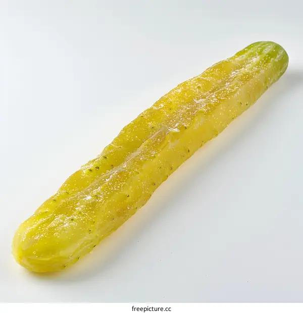 A long yellow cucumber on a white background