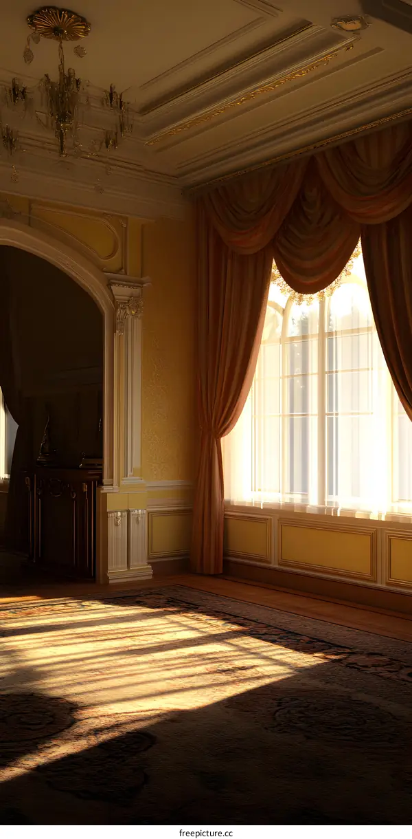 Sunbeams Shining Through The Window Of A Luxurious Living Room