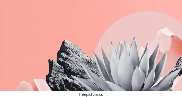 Minimalist Abstract Art With Rocks And Plants