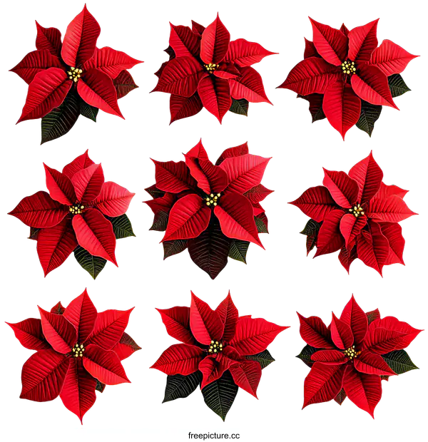 [Transparent Background PNG]Christmas Poinsettia Collection Illustrations