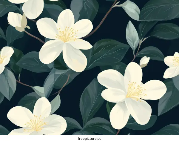 Floral Pattern Design with White Flowers