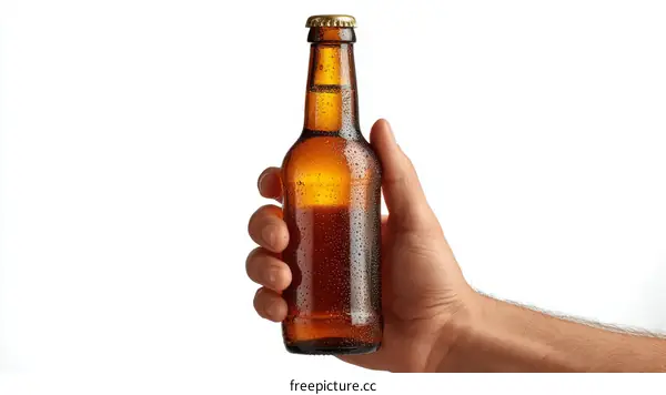 Hand Holding a Cold Beer Bottle