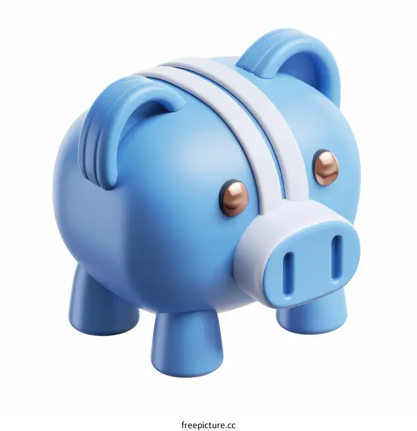 3D Rendered Blue Piggy Bank