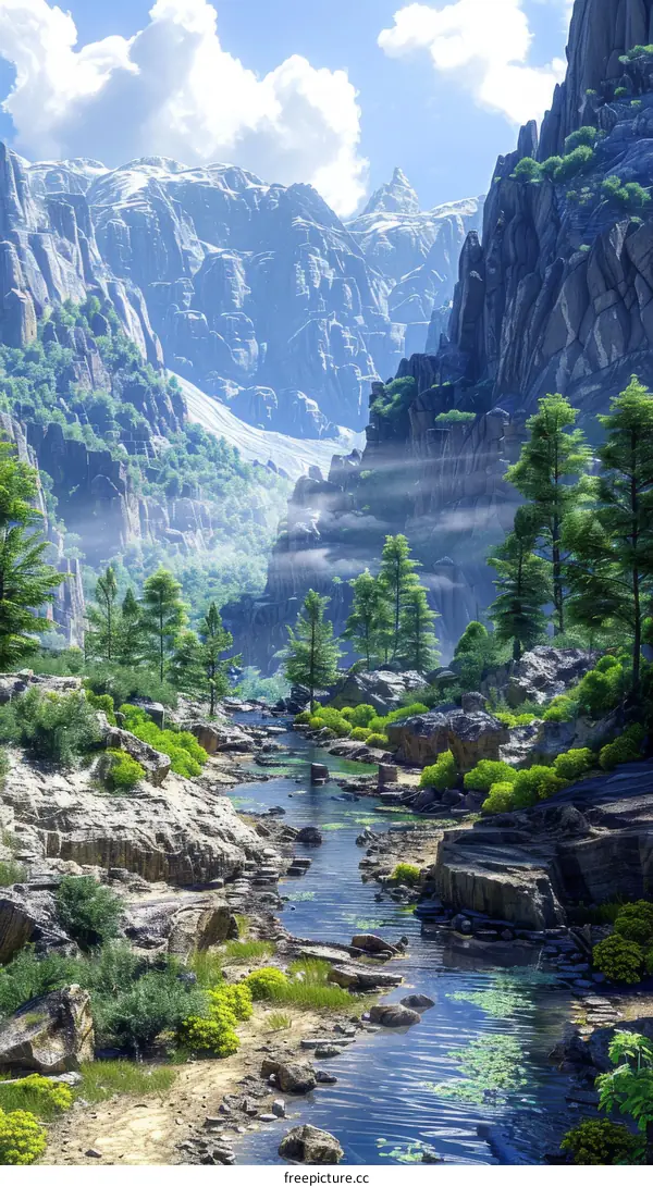 Mountain River Valley Landscape