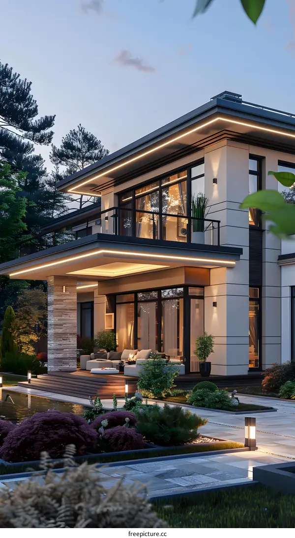 The house is surrounded by greenery